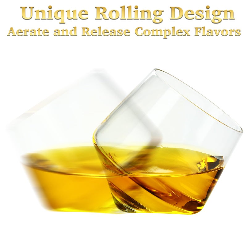 Barbuzzo Rolling Whiskey Glasses (Set of 2) â€“ Hand-Blown Stemless Whiskey Glasses That Roll for Better Aeration â€“ Perfect for a Variety of Spirits, Malts, Highballs and Cocktails â€“ Holds 6.3 Ounces - Image 2